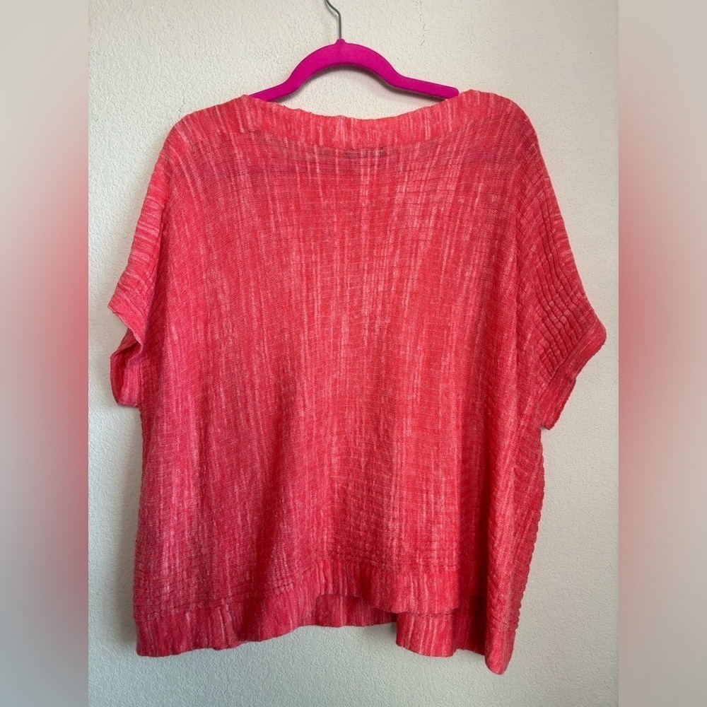 Lafayette 148 Coral Linen Blend Gauze Oversized Bateau Neck Short Sleeve Top S - Picture 7 of 7